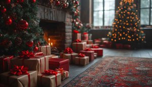 Christmas Tree and Gifts Scene 4K Festive Desktop Wallpaper