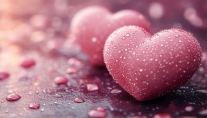 Pink Hearts Water Drops Mobile Wallpaper Free Valentine's Day Image