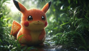 Cute Pokemon Pikachu Raining 4K Desktop Background Mobile Wallpaper