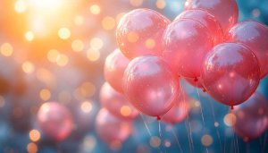Pink Balloons Party Bokeh Lights Mobile Wallpaper for Free