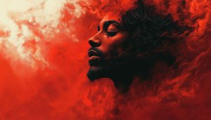Red Artistic Portrait Illustration Wallpaper for Desktop Background Free