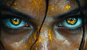 Golden Eyes Portrait Wallpaper, Artistic Mobile Background, High Resolution Display
