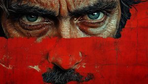Gritty Red Portrait Mobile Wallpaper, Intense Eyes Artwork Background, Free HD