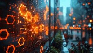 Orange Hexagons Abstract Technology High Resolution Desktop Background Wallpaper