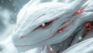 Icy White Dragon with Red Eye 4K Desktop Wallpaper