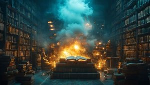 Enchanted Library Books 4K Wallpaper for Desktop Background - Free