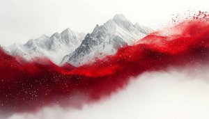 Red Powder Paint Snow Mountains Aesthetic Mobile Phone Wallpaper