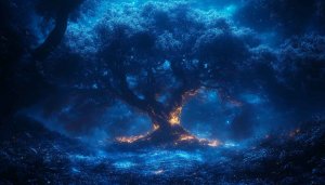 Glowing Tree 4K Desktop Background - Fantasy Forest Mobile Wallpaper