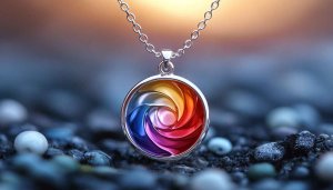 Colorful Swirl Pendant Necklace 4K Mobile Background Aesthetic Art