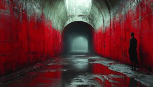 Red Tunnel Silhouette Aesthetic 4K Desktop Background Mobile Wallpaper