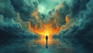 Dramatic Cloudscape Water 4K Desktop Background, Silhouette Art Wallpaper