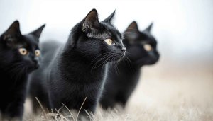 Three Black Cat Aesthetic Wallpaper 4K Desktop Background Free