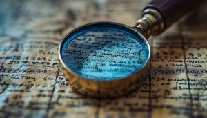 Antique Manuscript with Magnifying Glass: Free Desktop Background Wallpaper