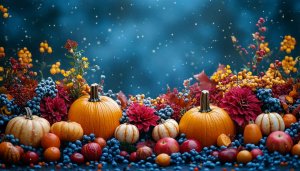 Free Autumn Pumpkins And Fruits Wallpaper, Festive Desktop Background