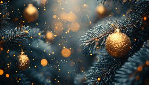 Sparkling Christmas Tree Ornaments Holiday Wallpaper 4K Desktop Background