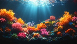Vibrant Coral Reef Aquarium 4K Desktop Wallpaper Free
