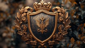 Golden Crown Shield Emblem 4K Desktop Background Art Wallpaper