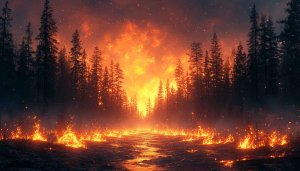 Burning Forest Fire Landscape 4K Desktop Mobile Wallpaper Free