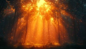 Magical Forest Wallpaper - Golden Light Rays Mobile Backgrounds