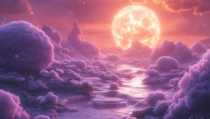 Pink Fantasy Landscape Mobile Wallpaper Glowing Sun Desktop Background