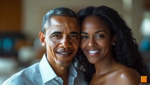 AI Portrait of Obama with Wife Michelle 4K Desktop Wallpaper