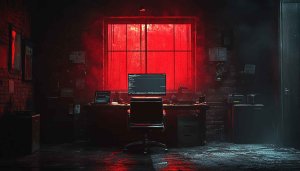 Dark Coded Room Aesthetic Wallpaper, Red Lighting 4K Background