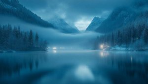 Blue Winter Lake 4K Desktop Background Wallpaper, Free Mobile Theme