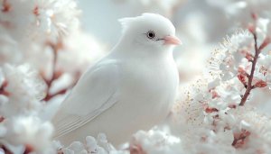 White Dove with Cherry Blossoms Mobile Wallpaper Free Download
