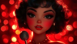 Retro Singer Cartoon Character Aesthetic Wallpaper 4K Desktop Background