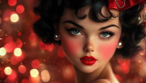 Vintage Girl Portrait Art Deco Style 4K Mobile Wallpaper