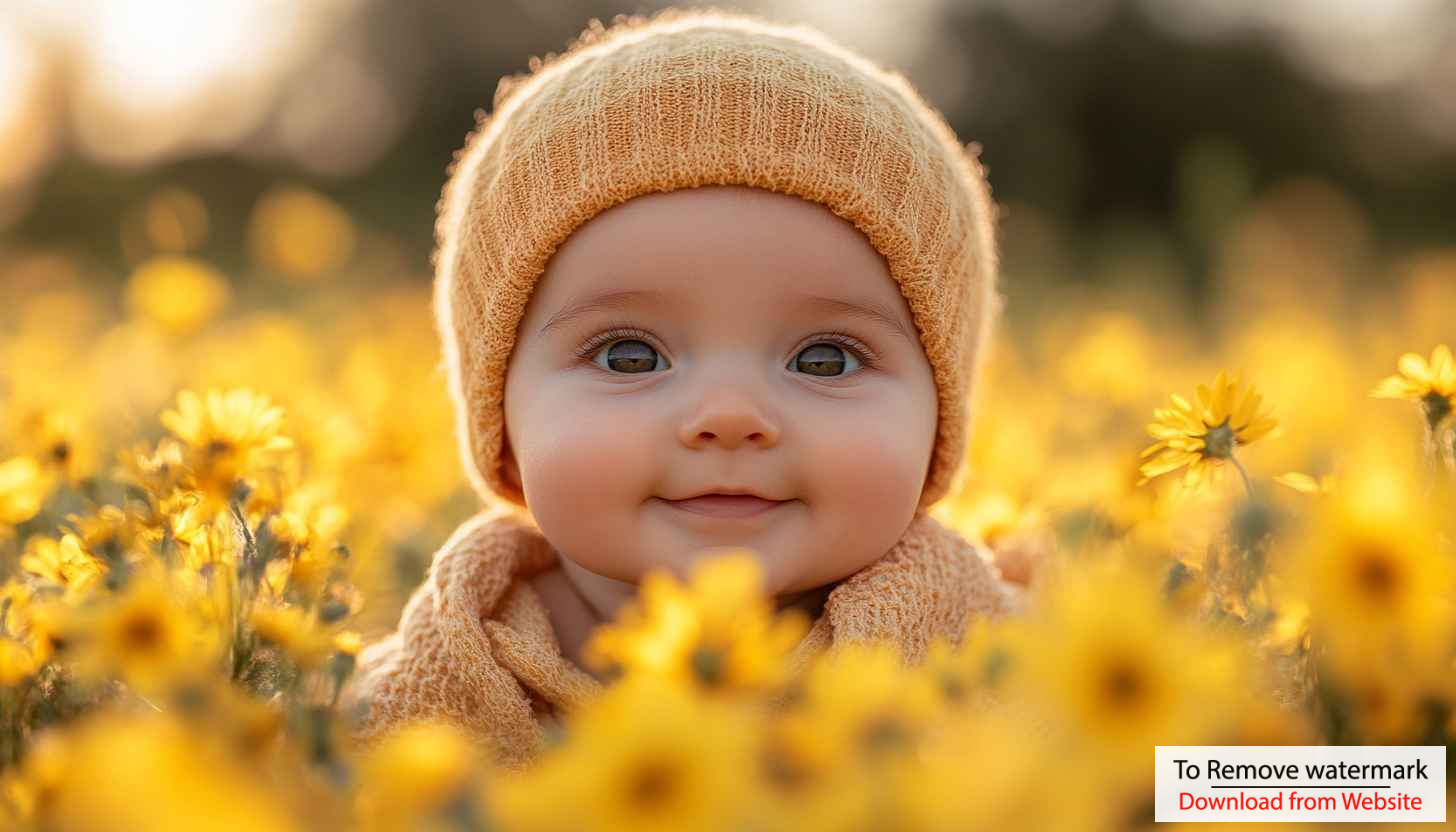 Cute Baby Wallpaper: Adorable Child in Yellow Flowers Field