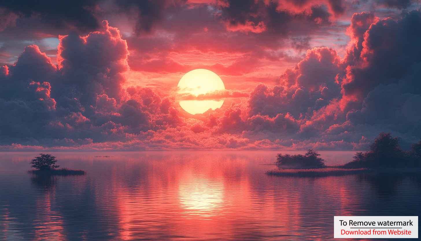 Pink Sunset Wallpaper: Lake View, Clouds, Sun Reflection Pink Sunset Wallpaper: Lake View, Clouds, Sun Reflection