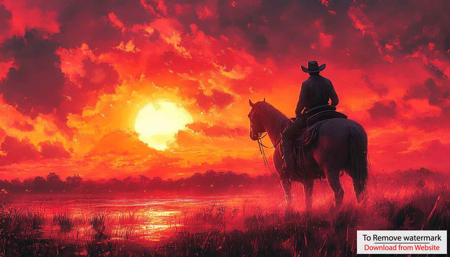 Cowboy Wallpaper, Sunset Landscape, Horse Rider Desktop Background 4K