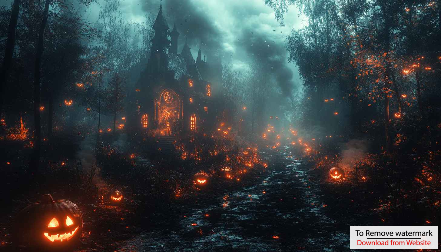 Halloween wallpaper: Spooky Haunted House and Pumpkin Jack-o'-lanterns 4K Halloween wallpaper: Spooky Haunted House and Pumpkin Jack-o'-lanterns 4K