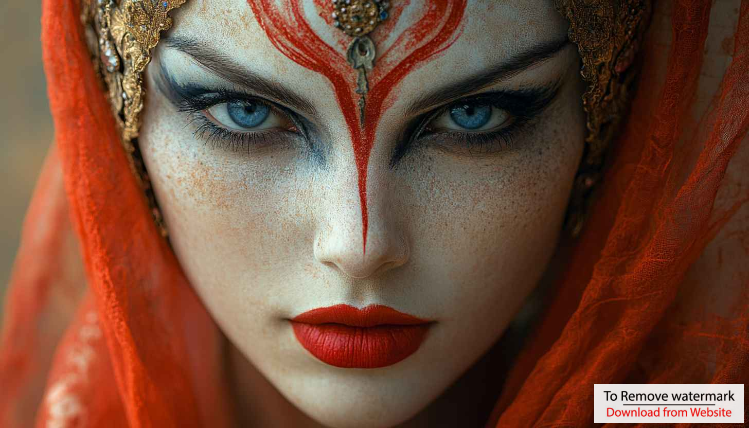 Goddess Wallpaper: Indian Deity Portrait with Red Tilak & Headdress