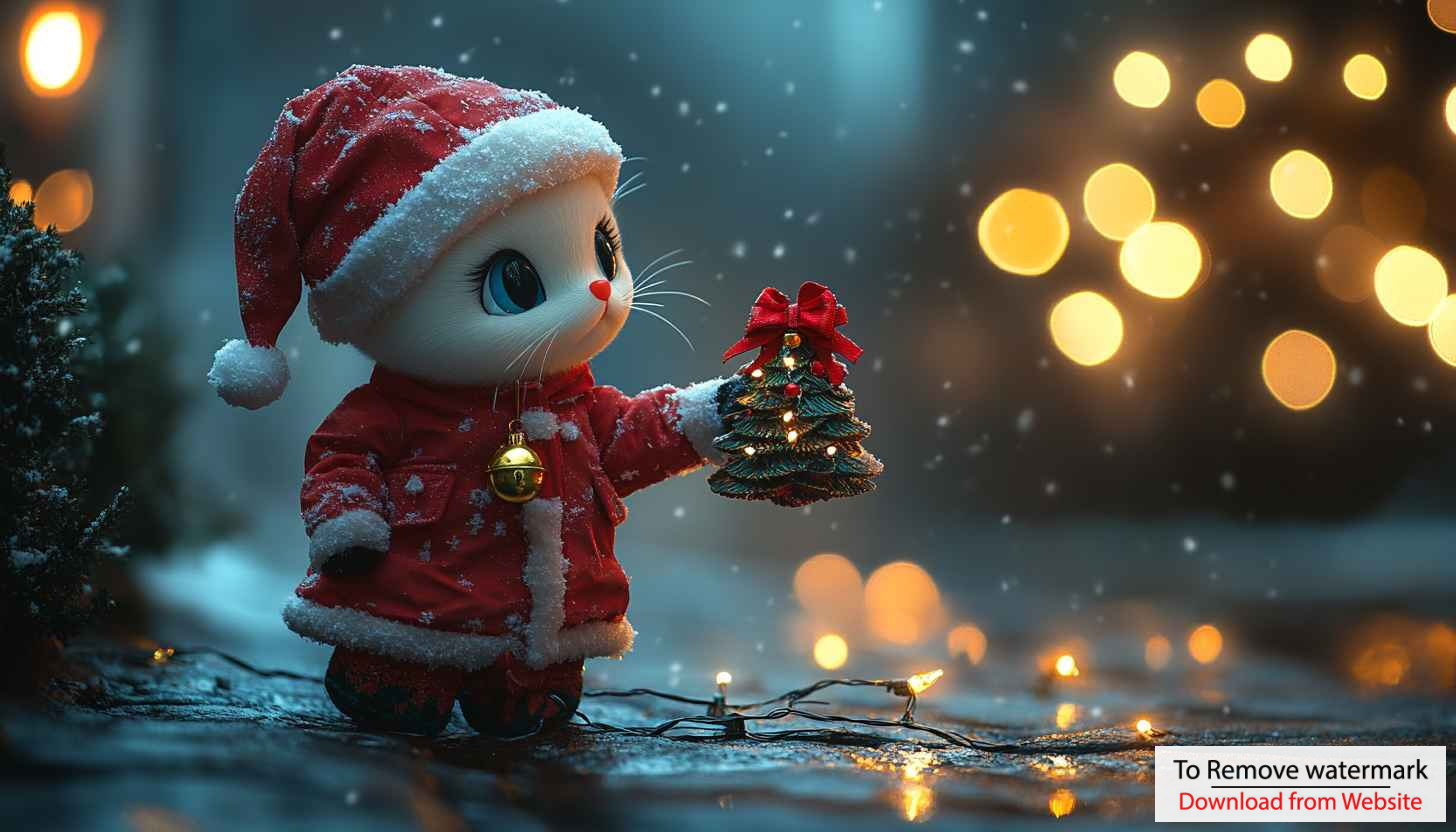 Cute Christmas Cat Wallpaper, Holiday Wallpaper, Christmas Tree Wallpaper Cute Christmas Cat Wallpaper, Holiday Wallpaper, Christmas Tree Wallpaper