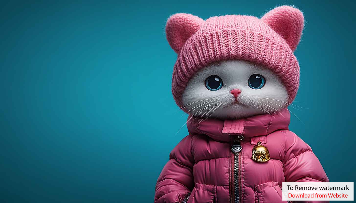 Cute Cat Wallpaper in Pink Hat, Pet Wallpaper 4k Cute Cat Wallpaper in Pink Hat, Pet Wallpaper 4k