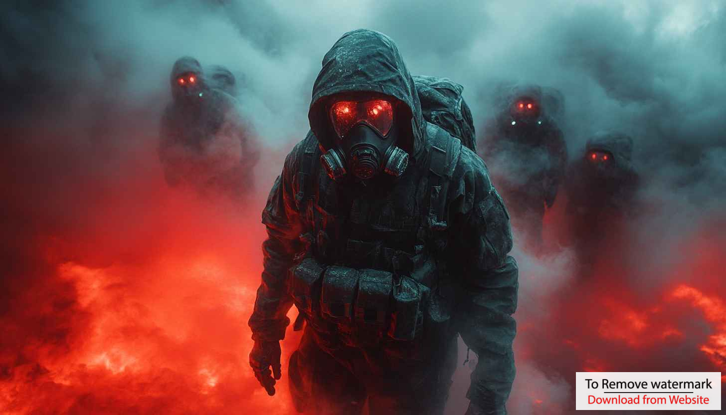 Apocalyptic Wallpaper: Gas Mask, Toxic Environment, Sci-Fi, Dark Aesthetic