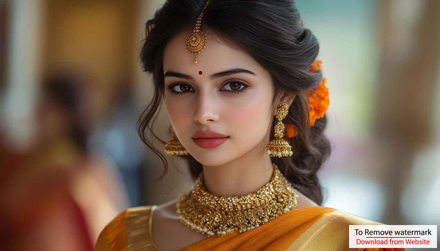 Indian Bride Wallpaper, Traditional Jewelry, Beauty Portrait, Festive Attire Indian Bride Wallpaper, Traditional Jewelry, Beauty Portrait, Festive Attire