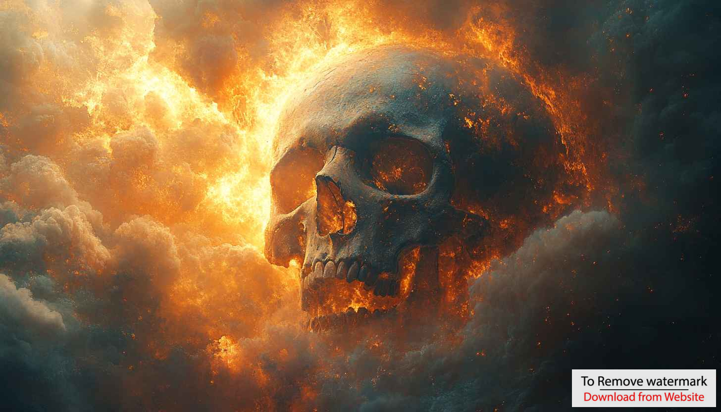 Fiery Skull Wallpaper: High-Resolution Grim Reaper Art For Desktop