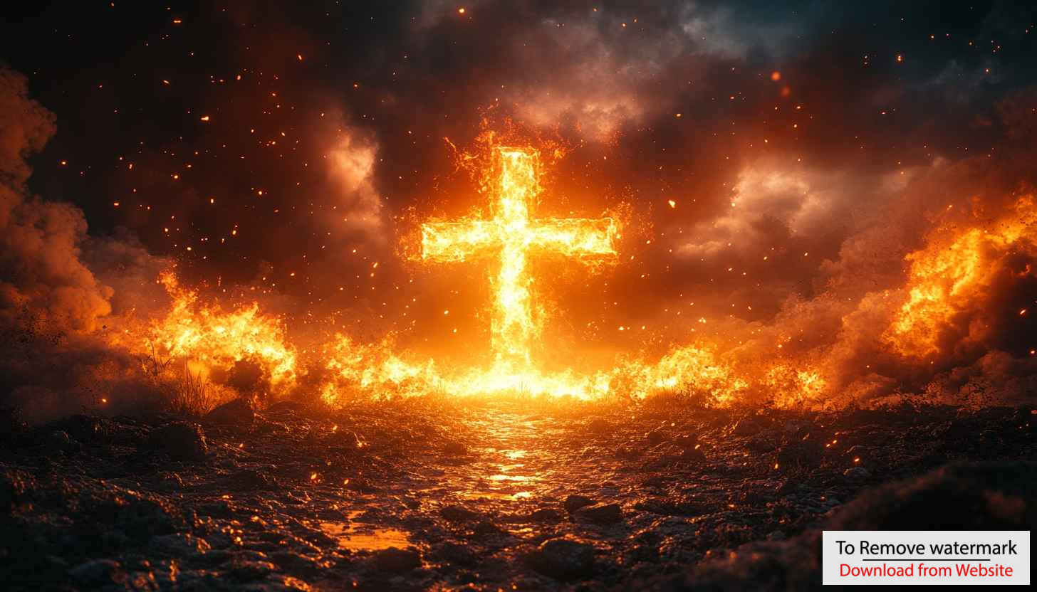 Burning Cross Wallpaper, Religious Theme, Christian Symbol, Desktop Backgrounds