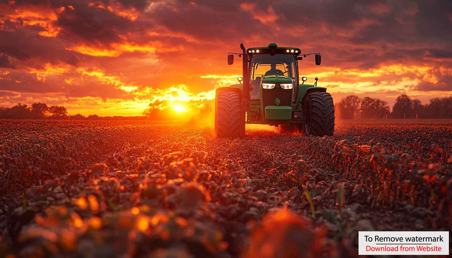 Tractor Wallpaper: Sunset Over Farm Field - Agriculture Wallpaper Tractor Wallpaper: Sunset Over Farm Field - Agriculture Wallpaper
