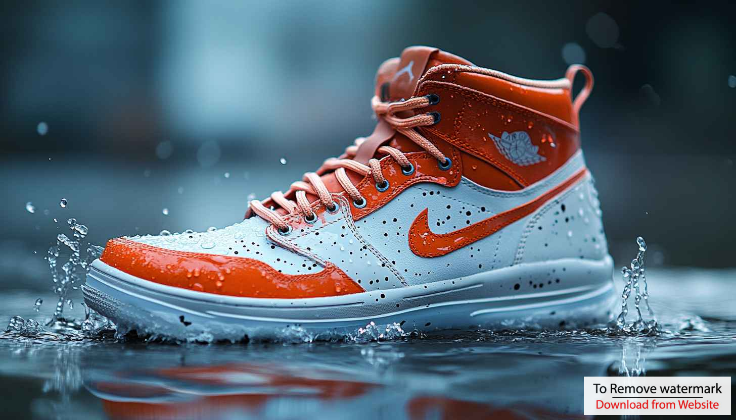 Orange Jordan Shoe Wallpaper, Sneaker Wallpaper, Water Drops Wallpaper HD