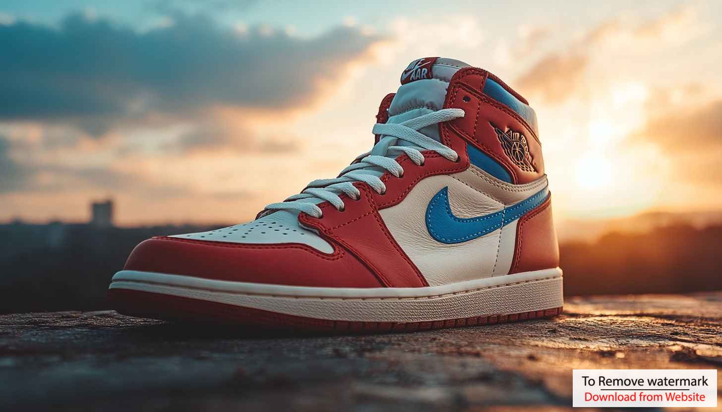 Air Jordan wallpaper: Red and Blue Sneaker 4k background image