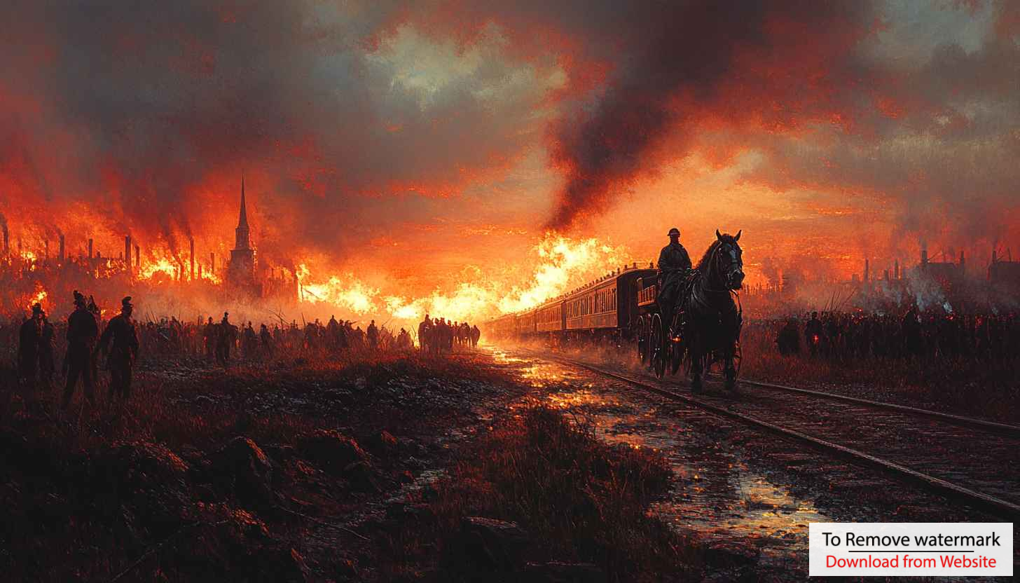 Historical War Scene Wallpaper, Train & Horse Carriage Wallpaper 4K