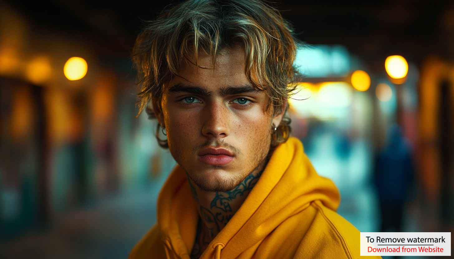Blonde Male Model Wallpaper, Portrait, Yellow Hoodie, Handsome Man Blonde Male Model Wallpaper, Portrait, Yellow Hoodie, Handsome Man