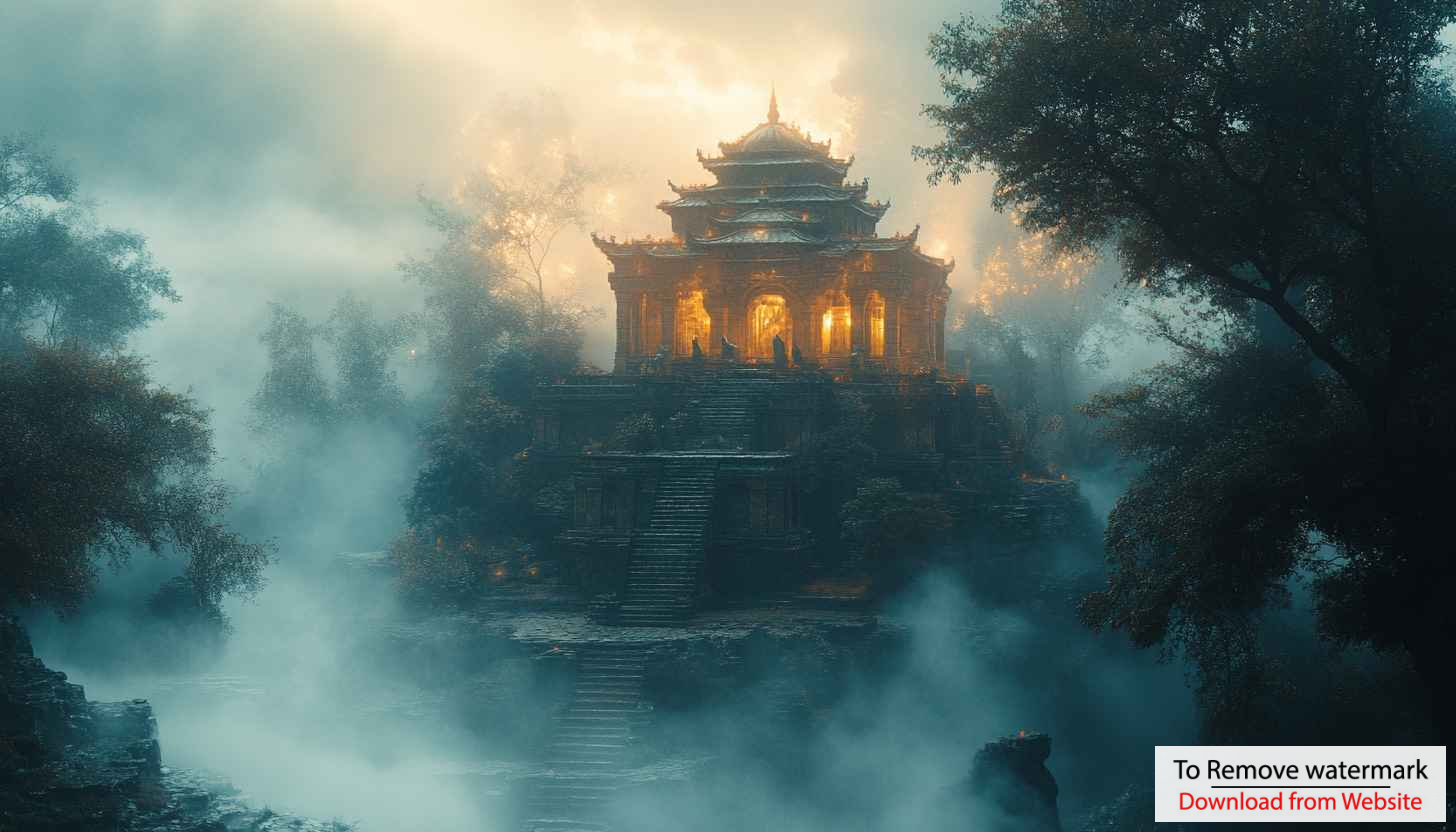 Ancient Temple Wallpaper, Asian Architecture Wallpaper, Misty Landscape Wallpaper Ancient Temple Wallpaper, Asian Architecture Wallpaper, Misty Landscape Wallpaper