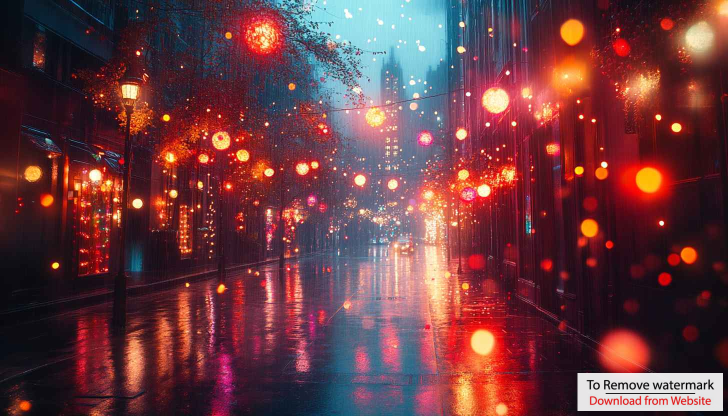 Rainy City Lights Wallpaper, Night Bokeh Wallpaper, Wet Road Rainy City Lights Wallpaper, Night Bokeh Wallpaper, Wet Road