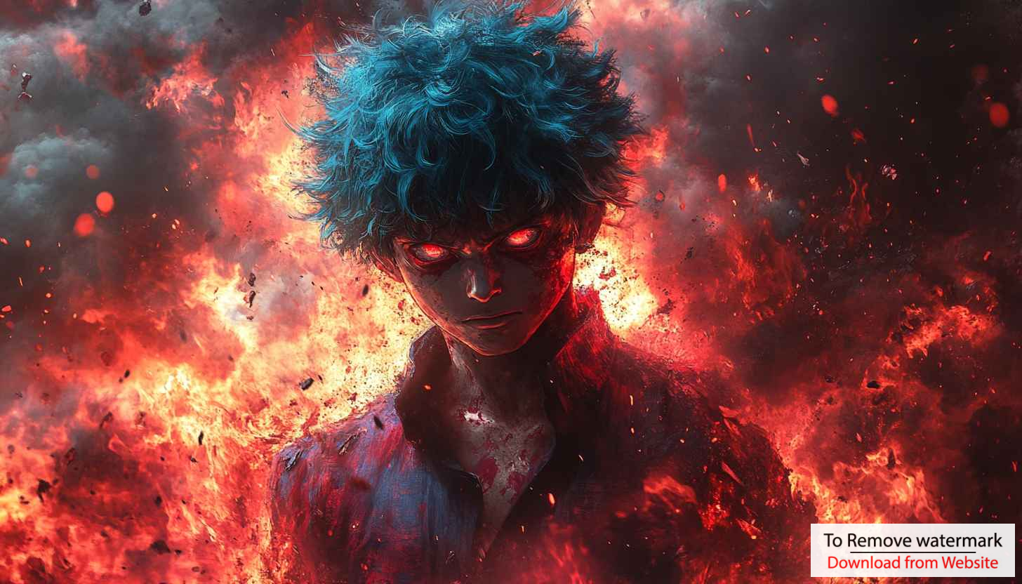 Anime Wallpaper: Fiery Character Art for Phone, Laptop, Desktop Anime Wallpaper: Fiery Character Art for Phone, Laptop, Desktop