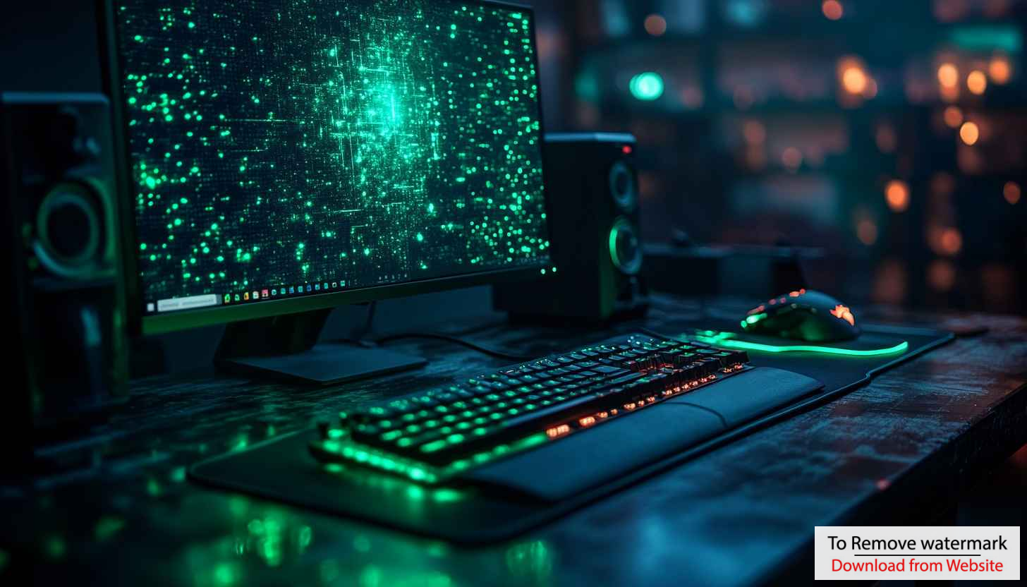 Gaming Setup Wallpaper: Neon PC, Keyboard, Mouse in 4K